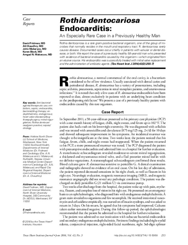 (PDF) Rothia dentocariosa Endocarditis: An Especially Rare Case in a ...
