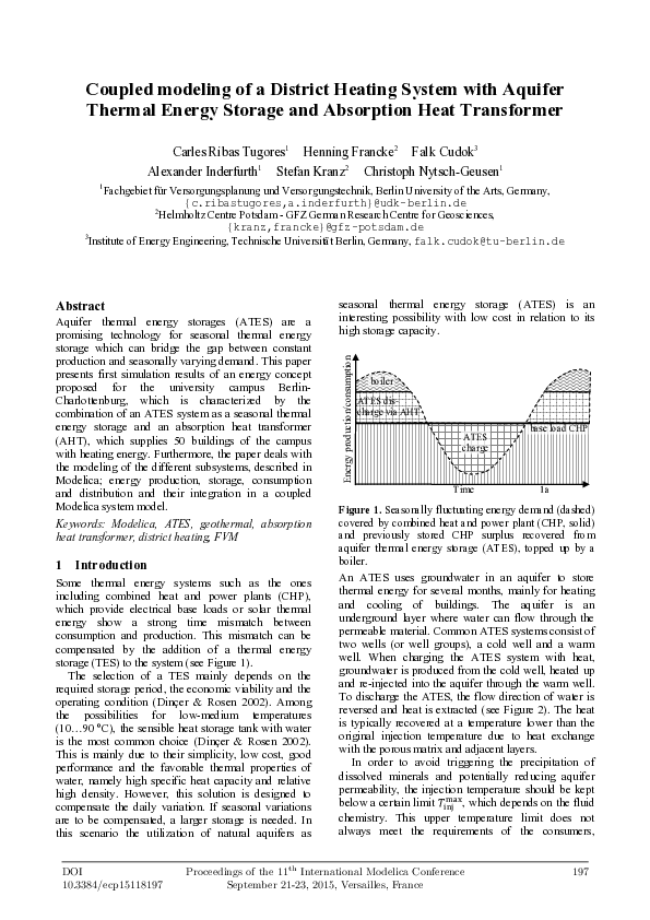 (PDF) Coupled modeling of a District Heating System with Aquifer ...