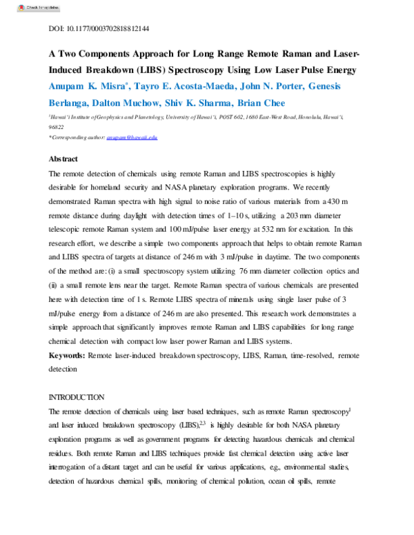 (PDF) EXPRESS: A Two-Component Approach for Long Range Remote Raman and ...