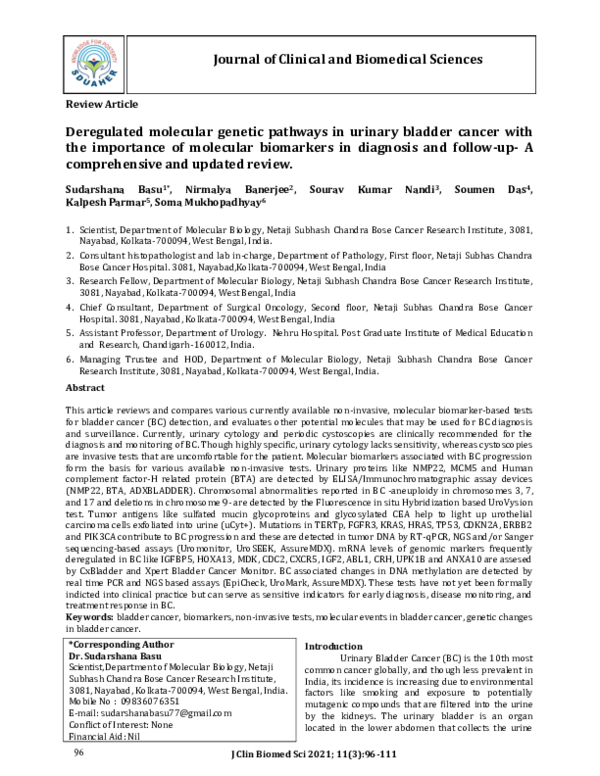 (PDF) Deregulated molecular genetic pathways in urinary bladder cancer ...