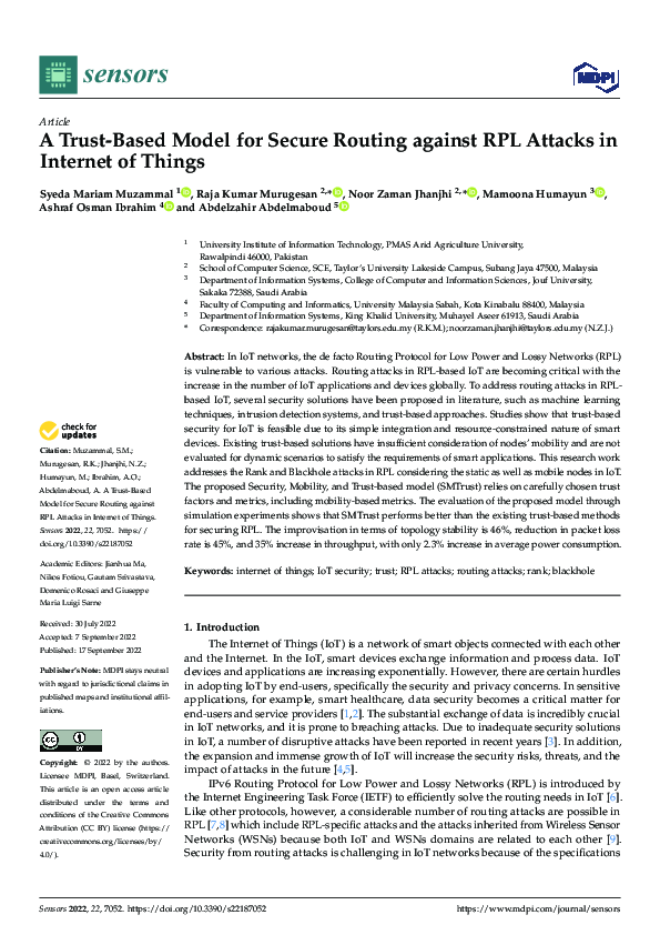 (PDF) A Trust-Based Model for Secure Routing against RPL Attacks in ...