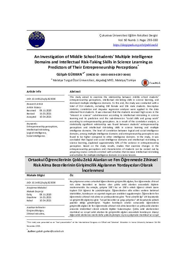 (PDF) An Investigation of Middle School Students' Multiple Intelligence ...