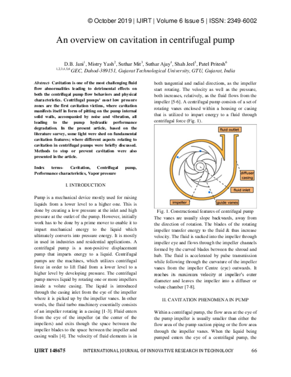 (PDF) An overview on cavitation in centrifugal pump