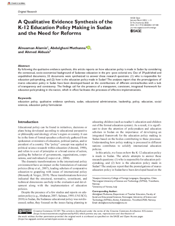 (PDF) A Qualitative Evidence Synthesis of the K-12 Education Policy ...