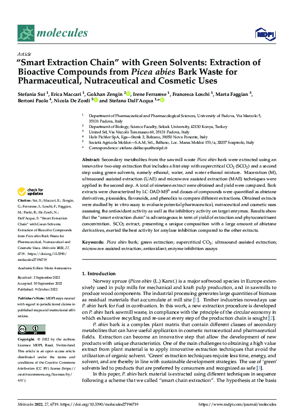 (PDF) “Smart Extraction Chain” with Green Solvents: Extraction of ...