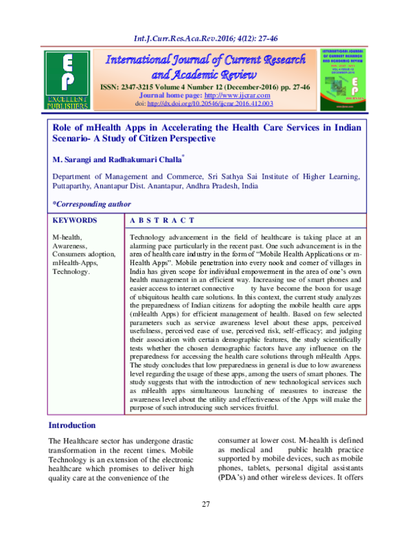 (PDF) Role of mHealth Apps in Accelerating the Health Care Services in ...