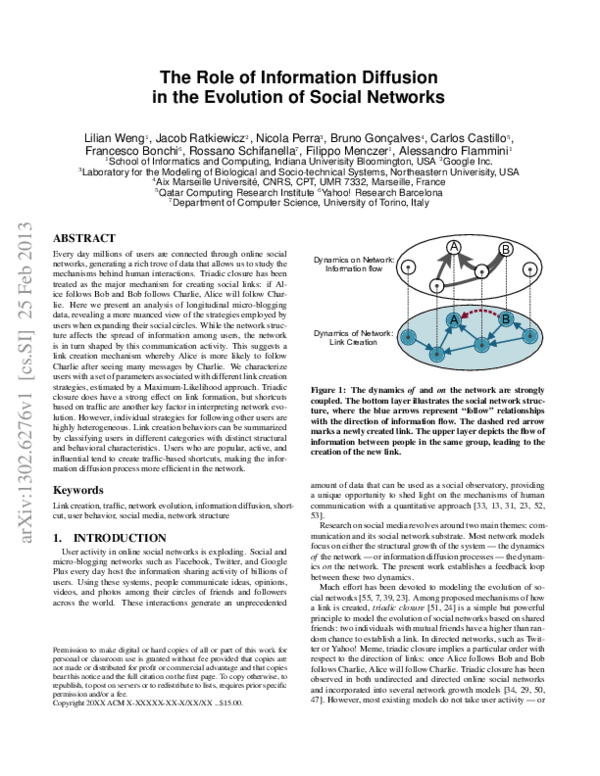 (PDF) The role of information diffusion in the evolution of social networks