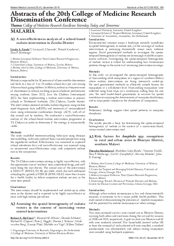 (PDF) Abstracts of the 20th College of Medicine Research Dissemination ...
