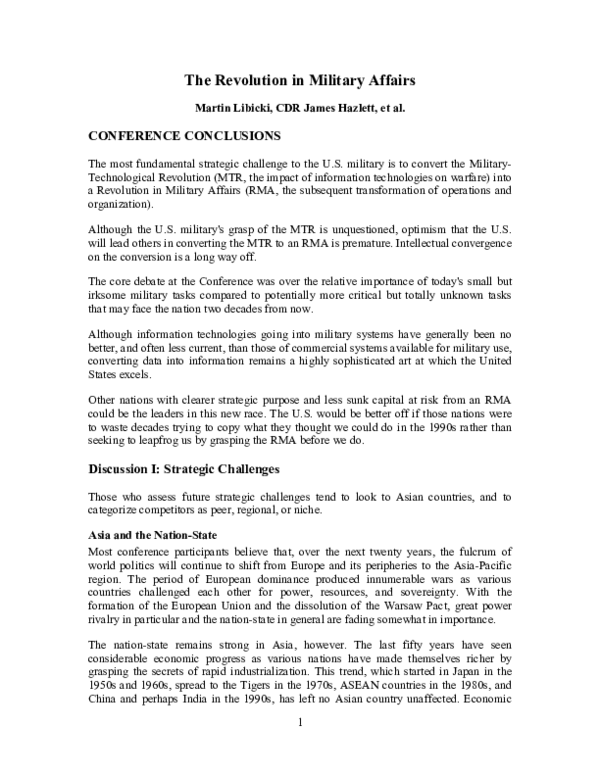 (PDF) The Revolution in Military Affairs