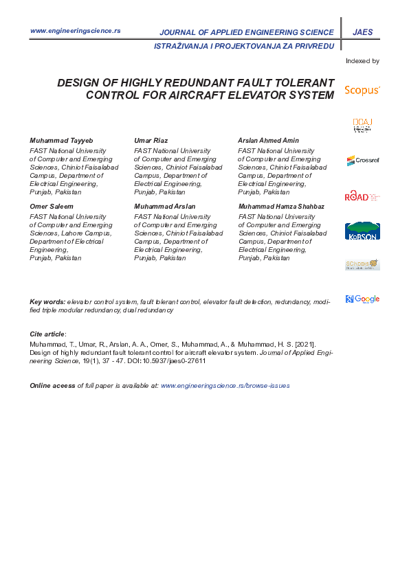 (PDF) Design of highly redundant fault tolerant control for aircraft ...