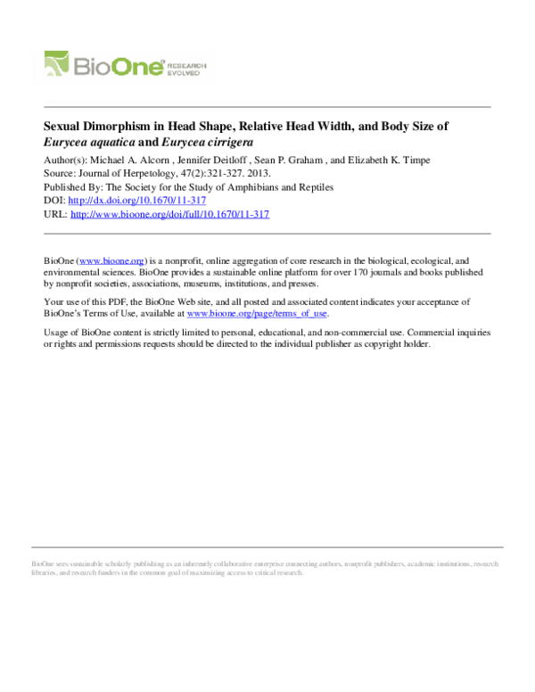 (PDF) Sexual Dimorphism in Head Shape, Relative Head Width, and Body ...
