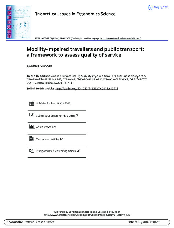 (PDF) Mobility-impaired travellers and public transport: a framework to ...