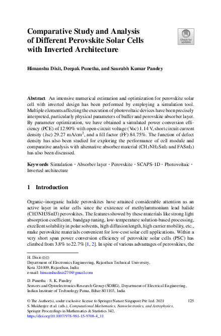 (PDF) Comparative Study and Analysis of Different Perovskite Solar ...