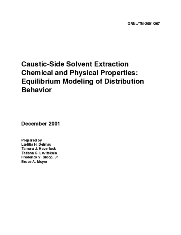 (PDF) Caustic-Side Solvent Extraction Chemical and Physical Properties ...