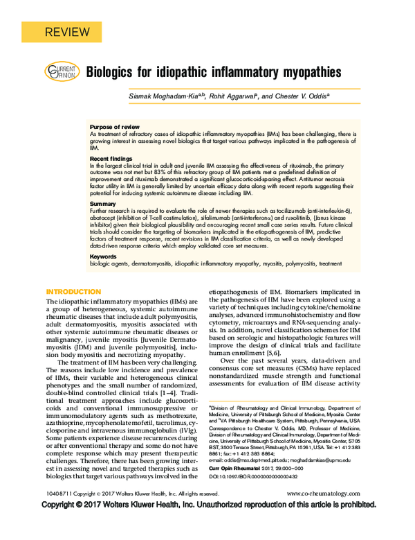 (PDF) Biologics for idiopathic inflammatory myopathies
