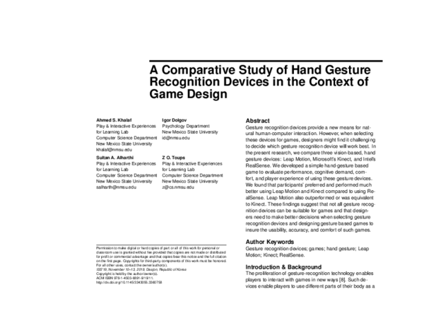 (PDF) A Comparative Study of Hand Gesture Recognition Devices in the ...