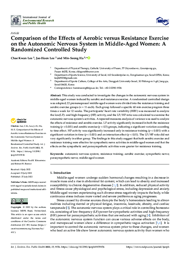 (PDF) Comparison of the Effects of Aerobic versus Resistance Exercise ...