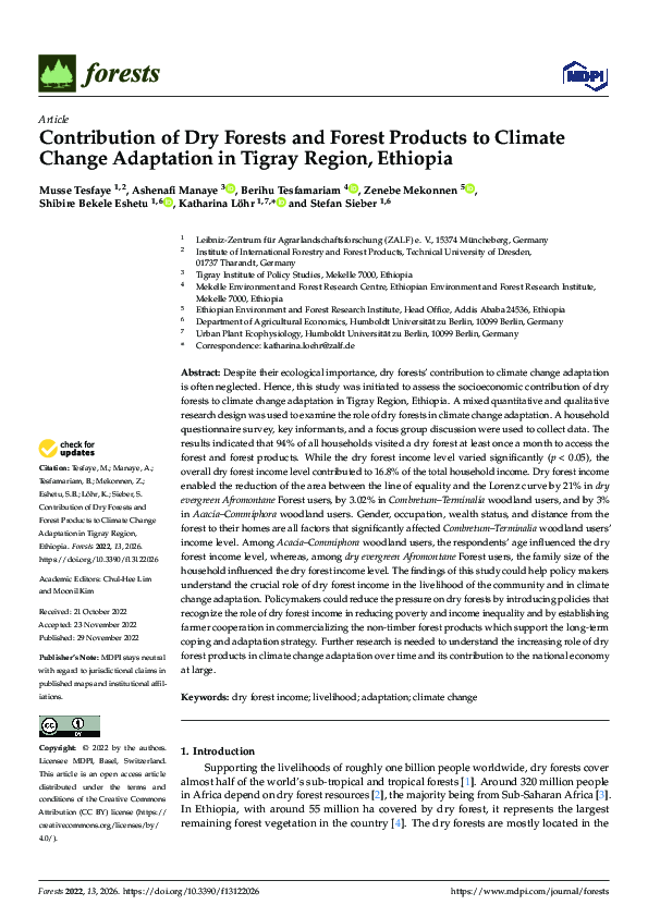 (PDF) Contribution of Dry Forests and Forest Products to Climate Change ...