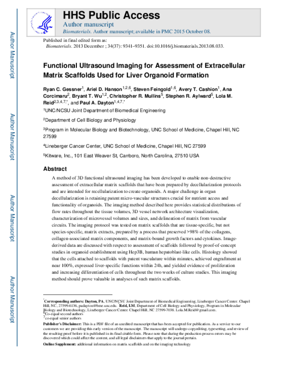 (PDF) Functional ultrasound imaging for assessment of extracellular ...
