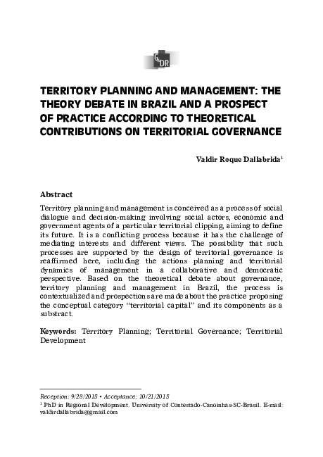 (PDF) Territory Planning and Management: The Theory Debate in Brazil ...
