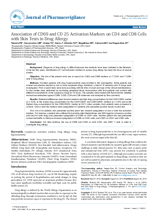 (PDF) Association of CD69 and CD 25 Activation Markers on CD4 and CD8 ...