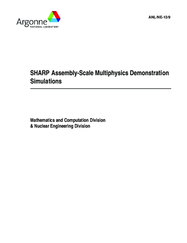(PDF) SHARP Assembly-Scale Multiphysics Demonstration Simulations