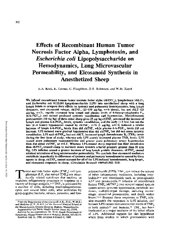 (PDF) Effects of recombinant human tumor necrosis factor alpha ...