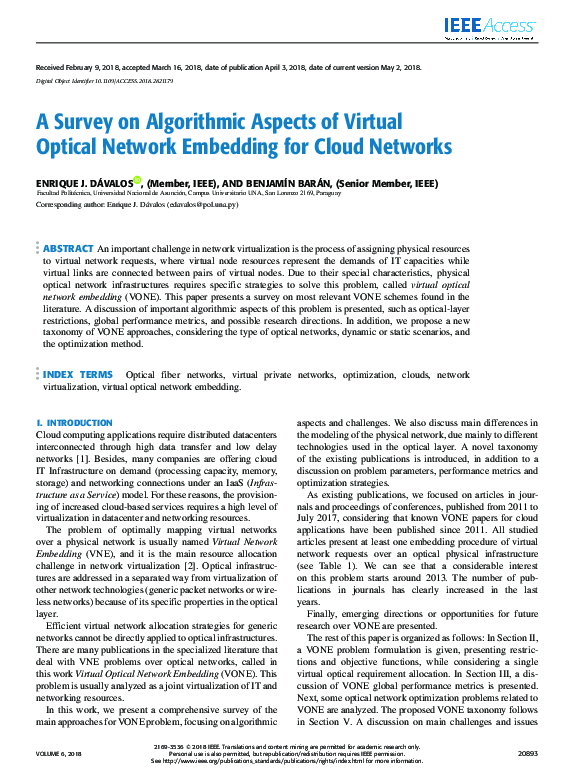 (PDF) A Survey on Algorithmic Aspects of Virtual Optical Network ...