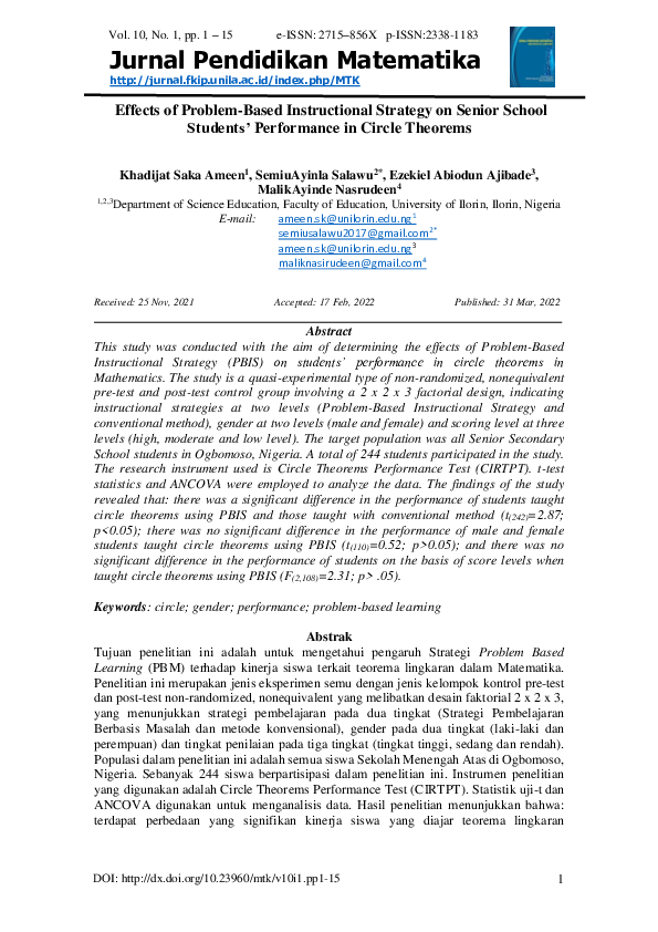 (PDF) Effects of Problem-Based Instructional Strategy on Senior School ...
