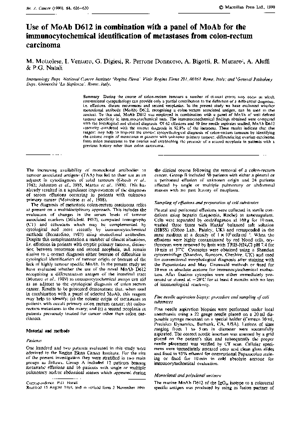 (PDF) Use of MoAb D612 in combination with a panel of MoAb for the ...