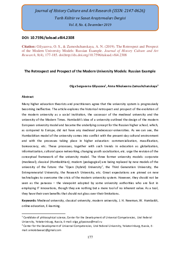 (PDF) The Retrospect and Prospect of the Modern University Models ...