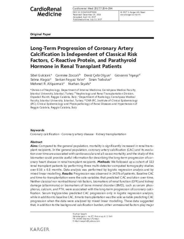 (PDF) Long-Term Progression of Coronary Artery Calcification Is ...