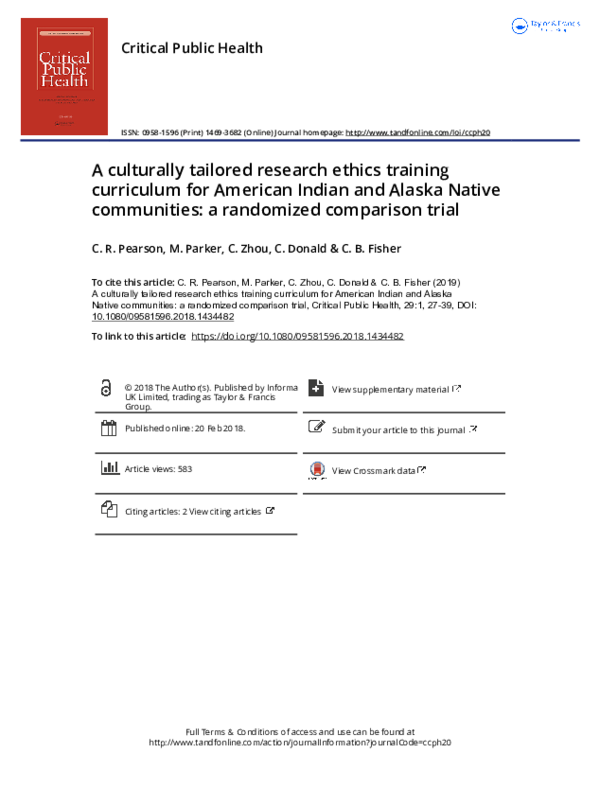 (PDF) A culturally tailored research ethics training curriculum for ...
