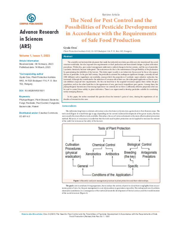 (PDF) e Need for Pest Control and the Possibilities of Pesticide ...