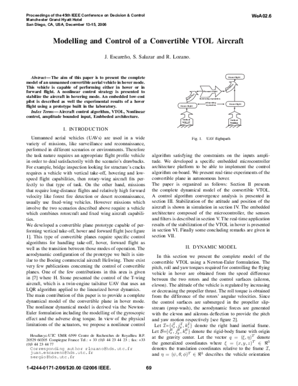 (PDF) Modelling and Control of a Convertible VTOL Aircraft