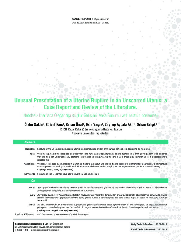 (PDF) Unusual Presentation of a Uterine Rupture in an Unscarred Uterus ...