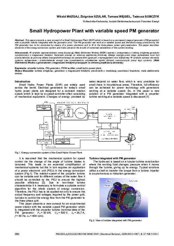 (PDF) Small Hydropower Plant with variable speed PM generator