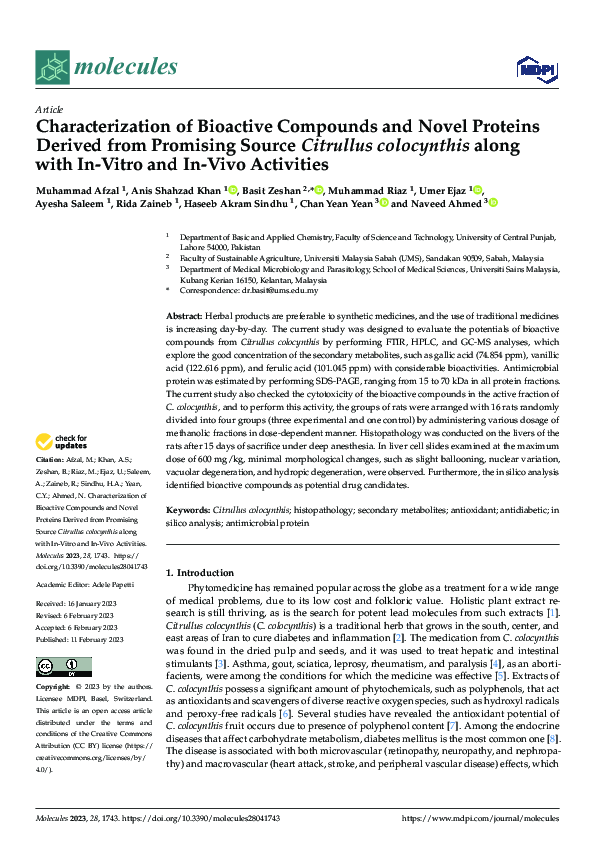 (PDF) Characterization of Bioactive Compounds and Novel Proteins ...