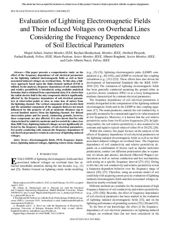 (PDF) Evaluation of Lightning Electromagnetic Fields and Their Induced ...