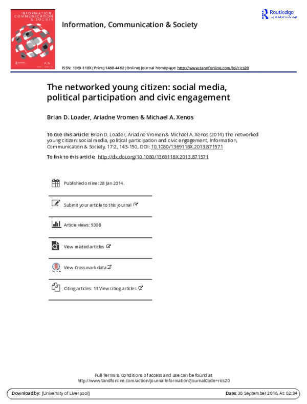 (PDF) The networked young citizen: social media, political ...