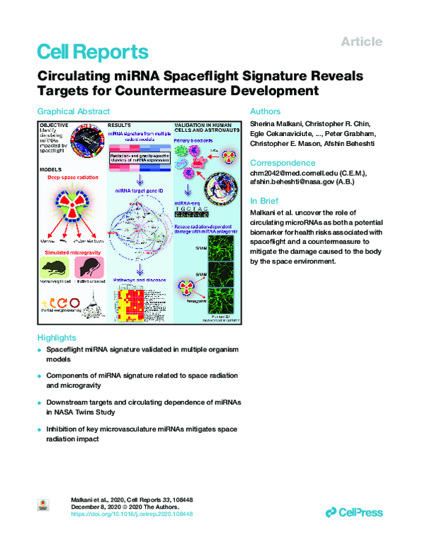(PDF) Circulating miRNA Spaceflight Signature Reveals Targets for ...