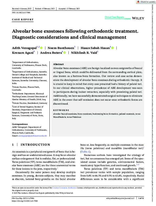 (PDF) Alveolar bone exostoses following orthodontic treatment ...