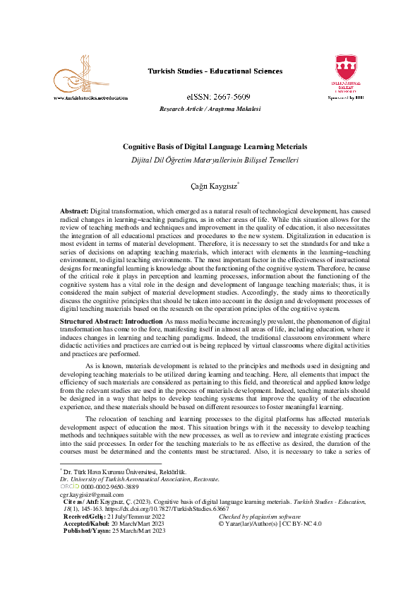 (PDF) Cognitive Basis of Digital Language Learning Meterials