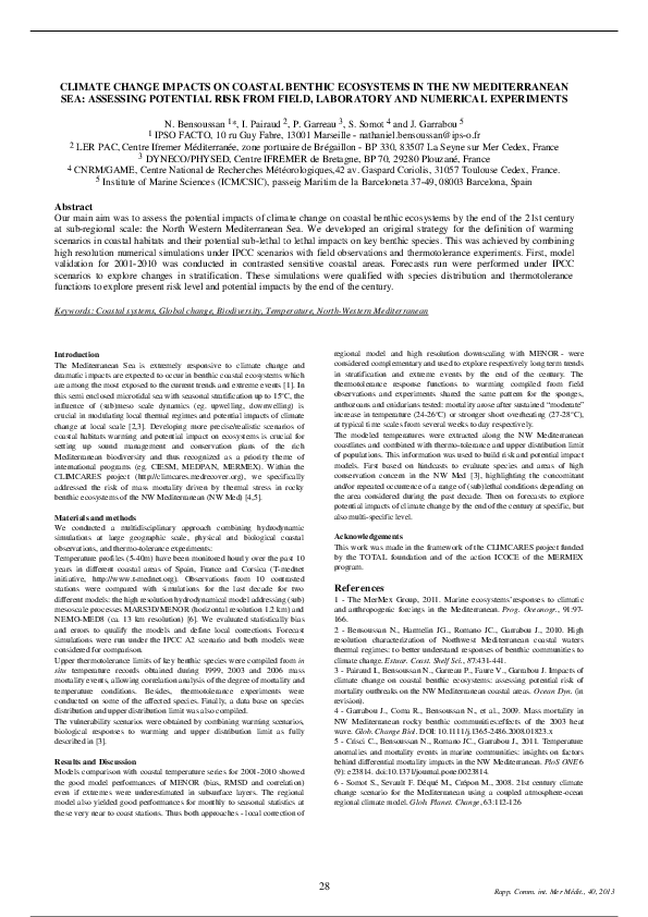 (PDF) Climate Change Impacts on Coastal Benthic Ecosystems in the NW ...