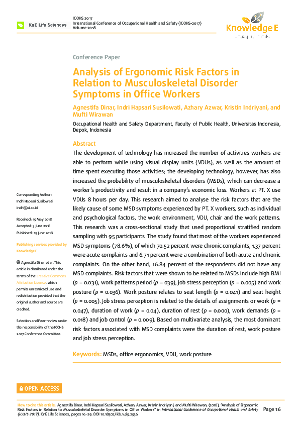 (PDF) Analysis of Ergonomic Risk Factors in Relation to Musculoskeletal ...