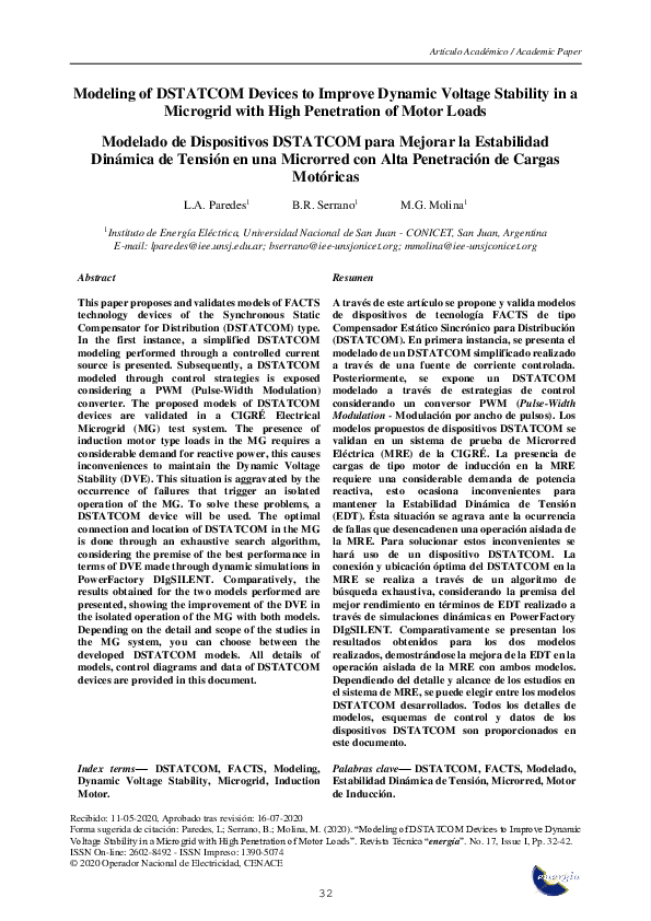 (PDF) Modeling of DSTATCOM Devices to Improve Dynamic Voltage Stability ...