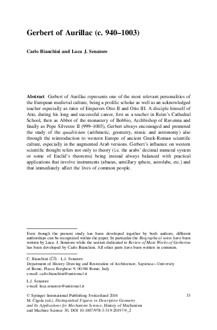 (PDF) Gerbert of Aurillac (c. 940–1003)