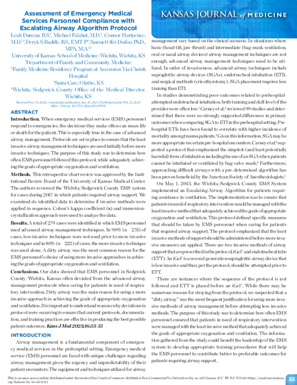 (PDF) Assessment of Emergency Medical Services Personnel Compliance ...