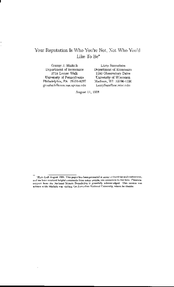 Your reputation is who you're not, not who you'd like to be