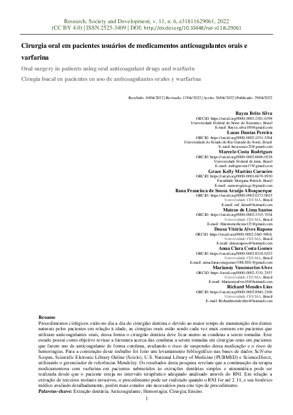(PDF) Cirurgia oral em pacientes usuários de medicamentos ...